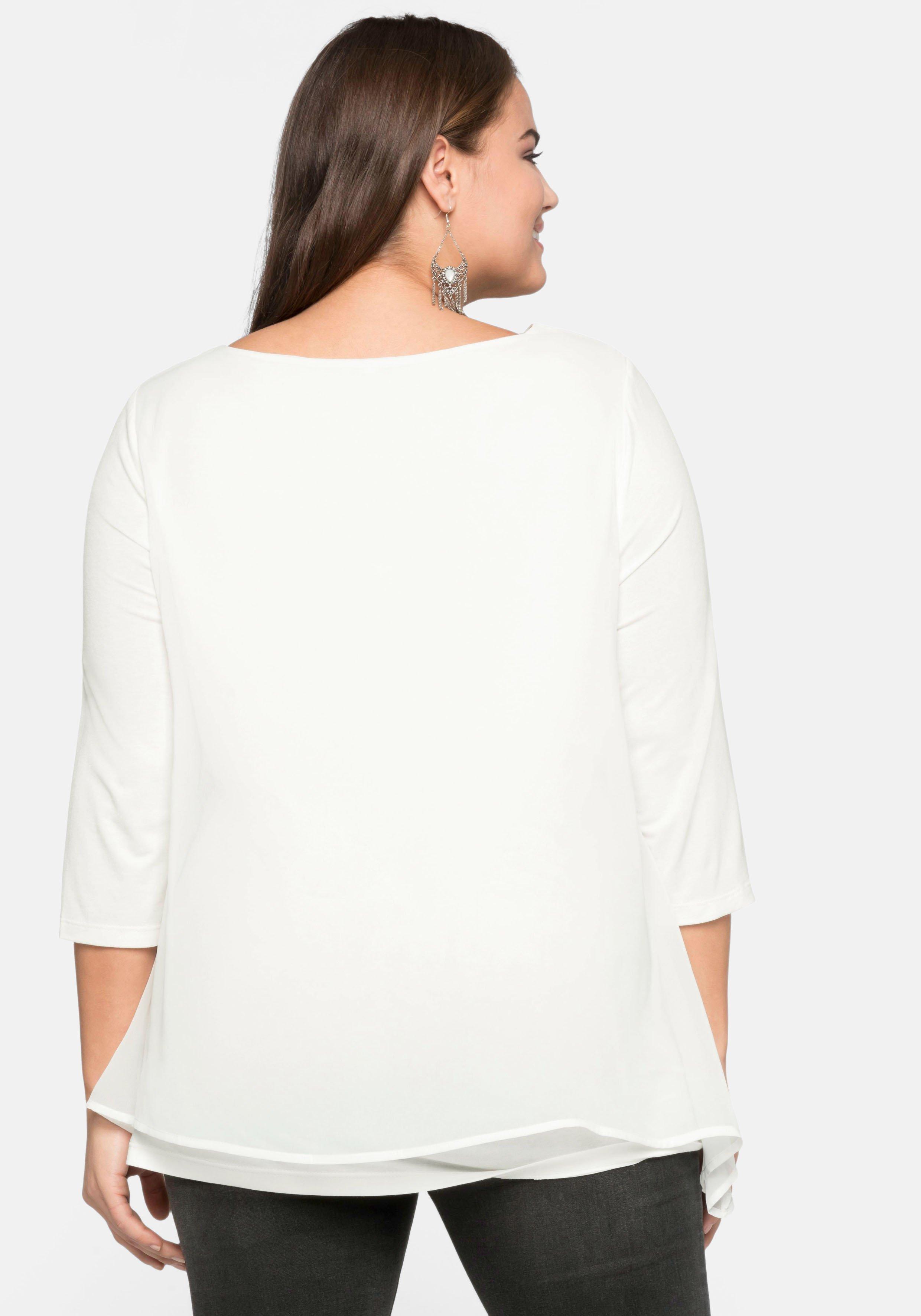 Blusenshirt in leichter A-Linie mit Zipfelsaum