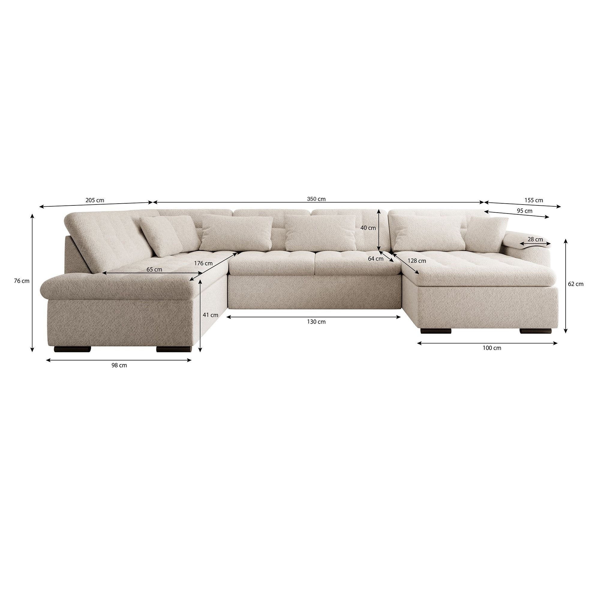 Nicoreta - Hoekbank 5-zits met chaise longue - Ribstof donkergrijs - Rechts