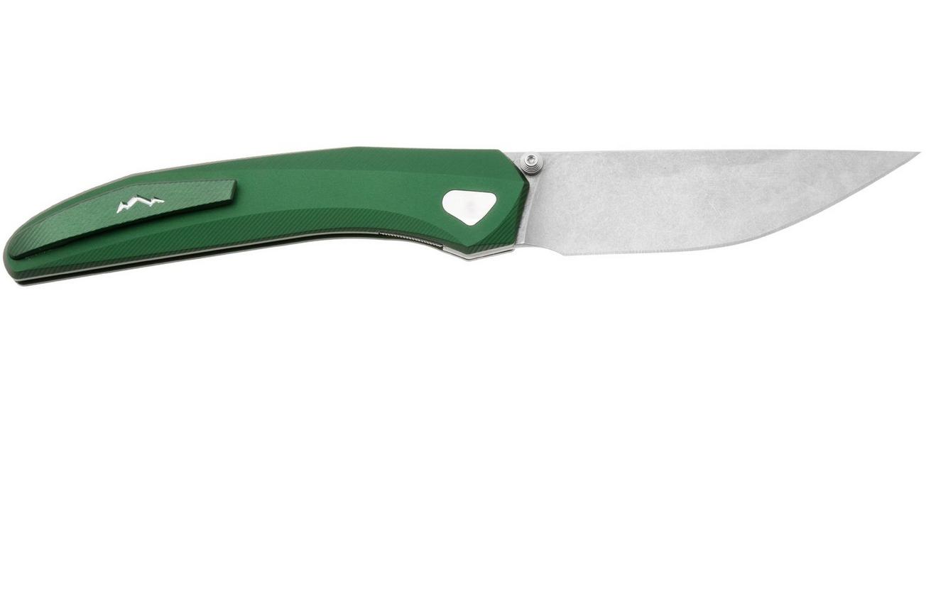 MKM Detonario DT-AG Stonewashed Böhler M390, Green Aluminium, zakmes, TNT Knives design