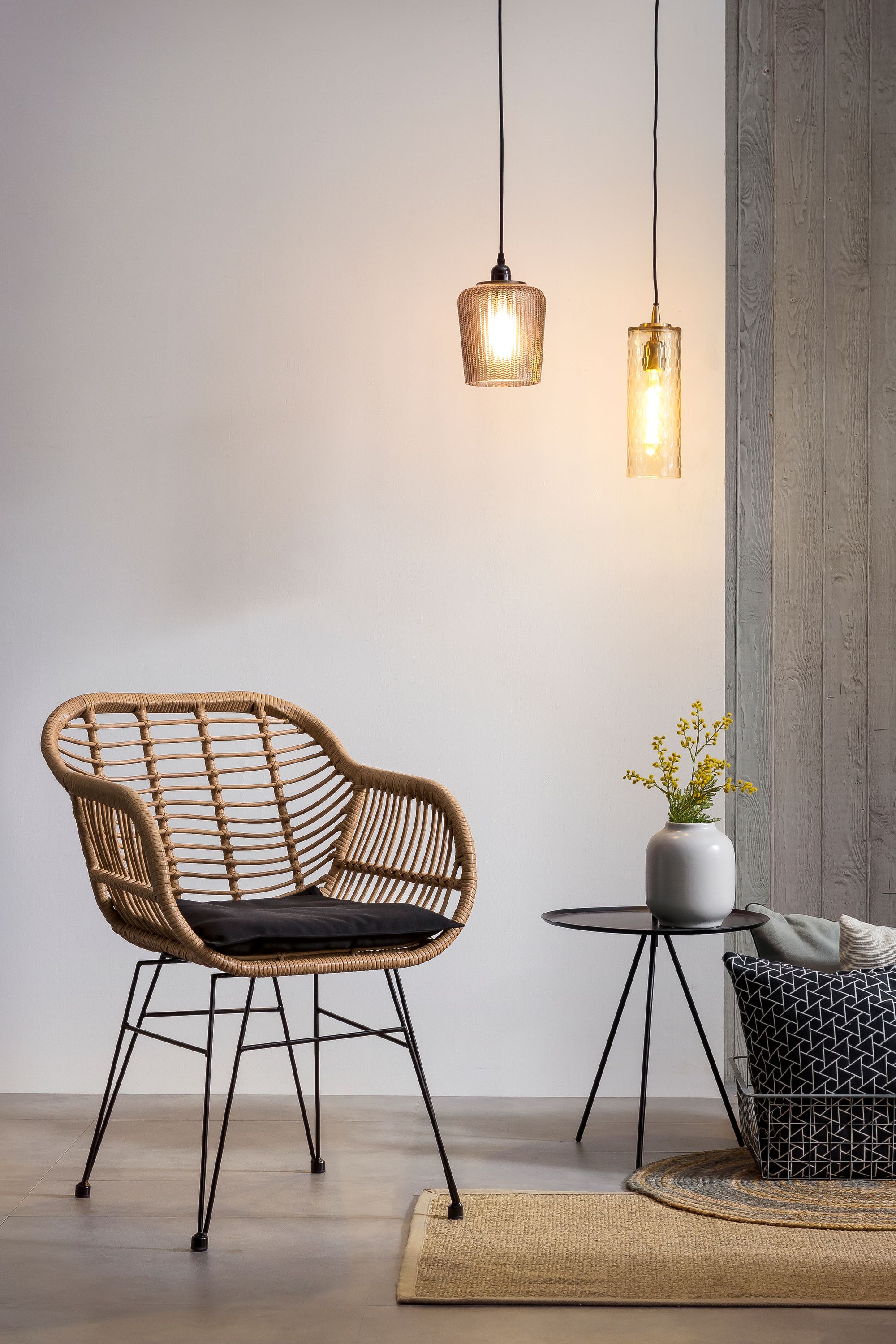 Armlehnstuhl Rattanoptik 2er Set natur Esszimmerstuhl Wohnzimmer Stuhl Stühle