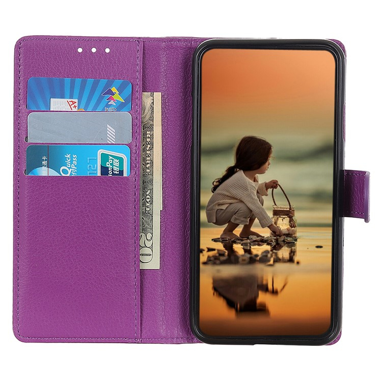 Samsung Galaxy A36 Leder Tasche Flip Cover Litchi Look - Lila