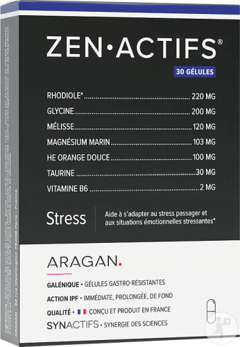 Aragan Synactifs Zenactifs Anti-Stress Rhodiola Mélisse 30 Gélules