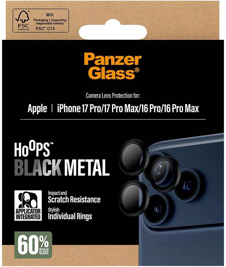 Hoops iPhone 17 Pro / 17 Pro Max Kameraschutz Objektiv Ring Protector Abdeckung (PG43455) - Schwarz