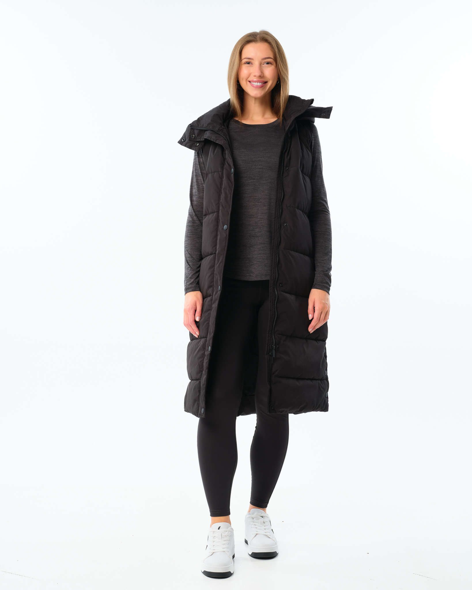 LEVITY Matilda Long Puffer Vest Black