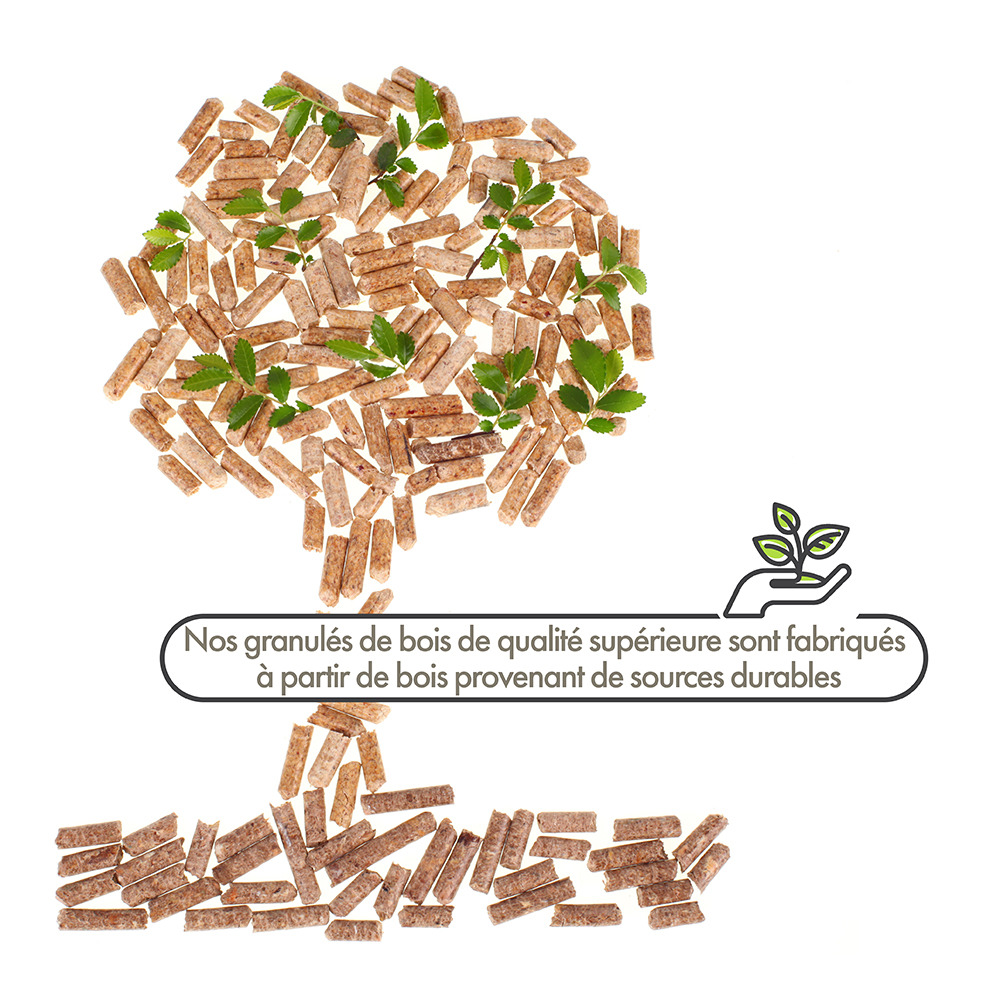 Wood pellets - granulés de bois 40 sacs 15 kg - haute qualité et haute performance technique - combustion propre et ecologique -