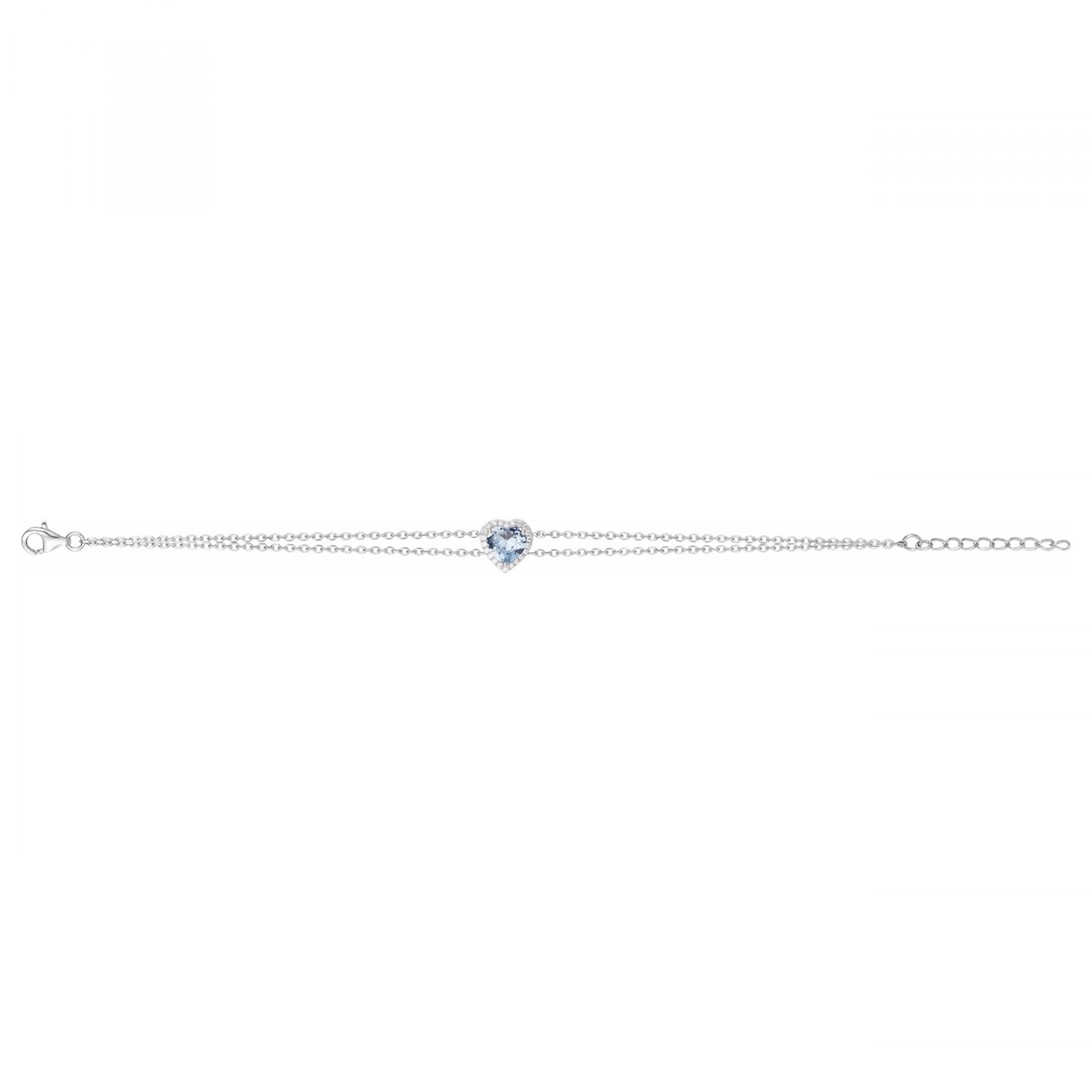 Bracelet souple mono-motif en Argent avec spinelle bleu topaze