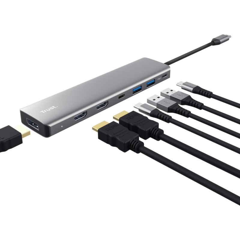 Trust 25661 hub & concentrateur USB Type-C Aluminium