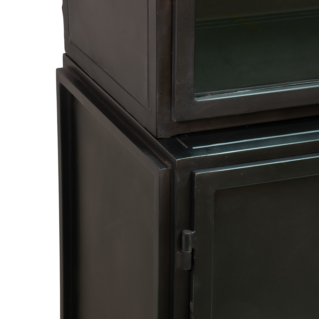 4-deurs vitrinekast Garland Zwart H220xB120xD42cm