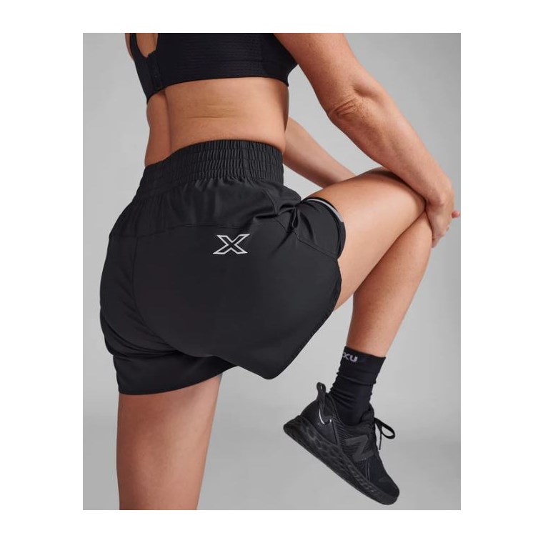 2XU Aero Hi-Rise 4 InchShorts Black/Silver Reflective