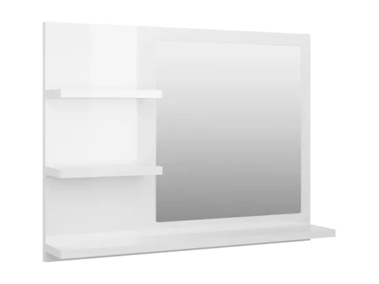 Miroir de salle de bain blanc brillant bois d’ingénierie