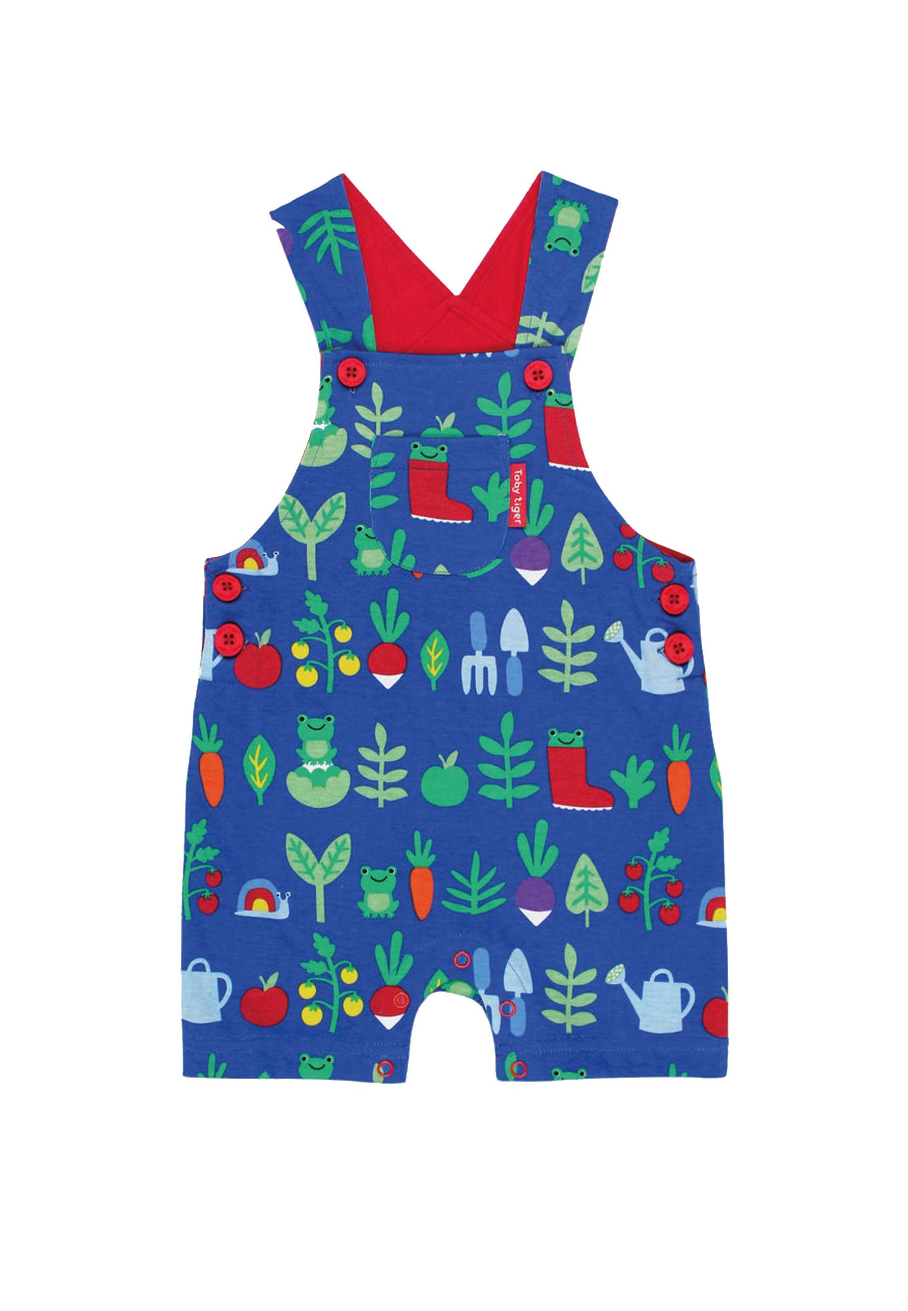 Toby Tiger Latzhose, Shorts mit Gemüsegarten-Aufdruck