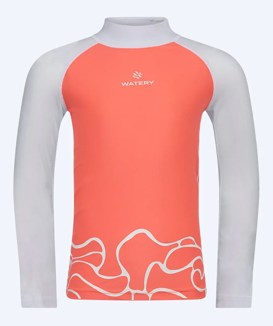 Watery UV-trøje til børn - Chilton Langærmet Rashguard - Lyserød/hvid