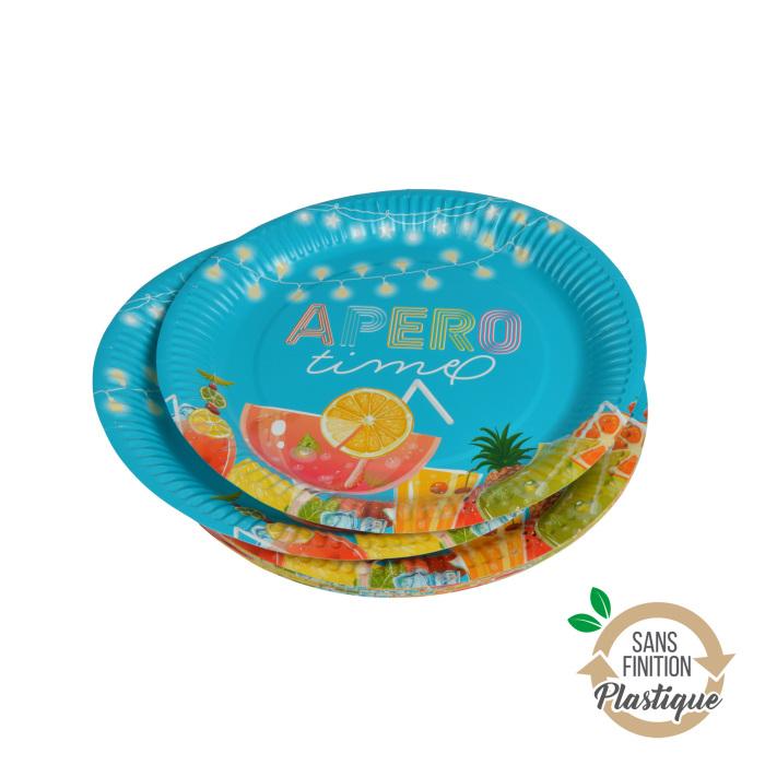SET 10 ASSIETTES CARTON D.23CM APERO TIME