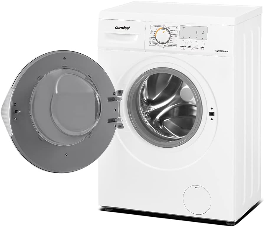 Comfee CFEW60-124 Waschmaschine / 6KG / Slim Line / D / 1200 U/min / Trommelreinigung / 15min-30min-45min Schnellwaschgang / Weiß