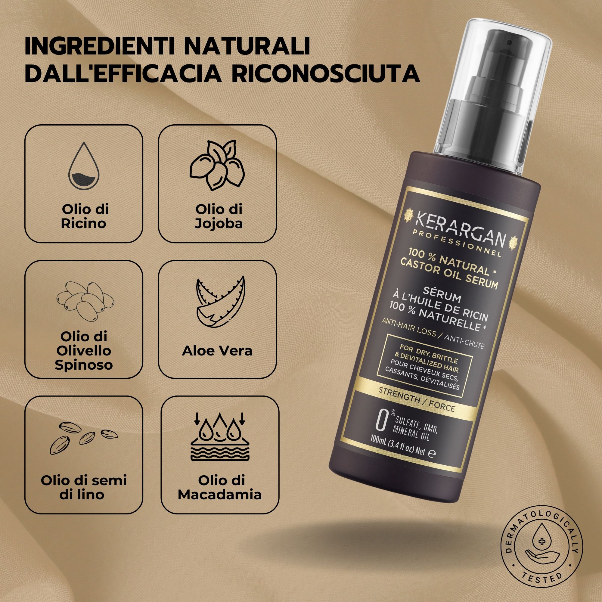 Kerargan - Haarserum gegen Haarausfall mit Rizinusöl
