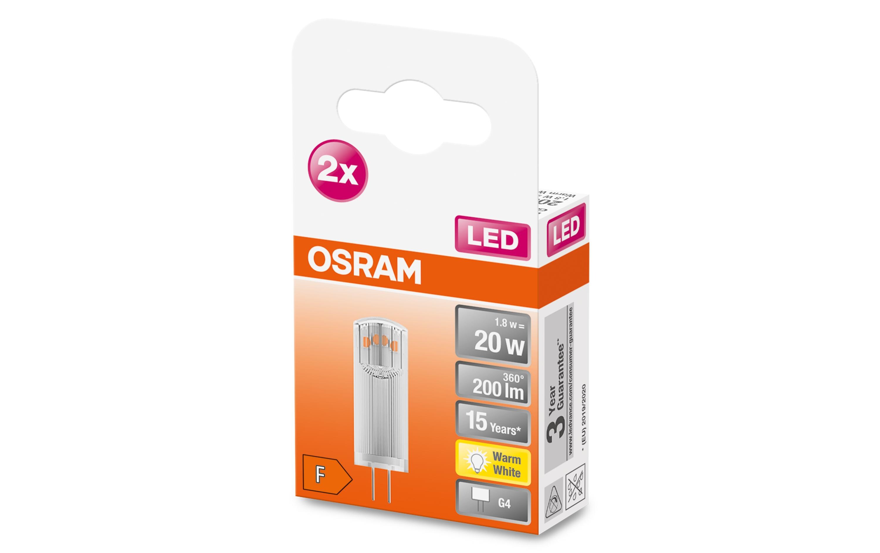 Lampe Pin 20, 300 °, 1.8W, G4, WarmweissLED-Lampen, klassische Kolbenform