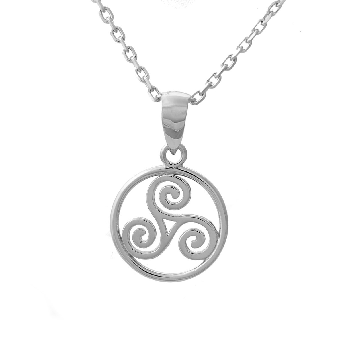 Collier triskel dans un cercle Argent 925 Rhodié