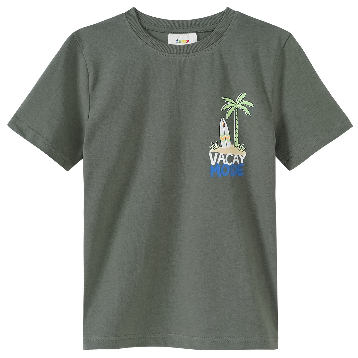 Famy 3 Jungen T-Shirts in verschiedenen Dessins orange / dunkelgrün / beige