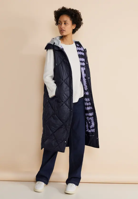 Gesteppte Long Weste - gravity blue
