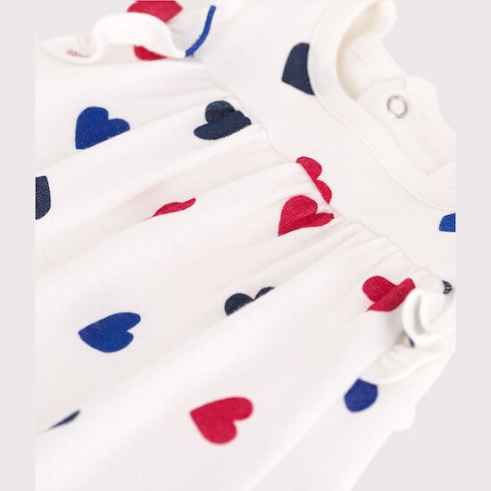 Robe en coton à manches courtes et body intégré tricoeur   de               Petit Bateau