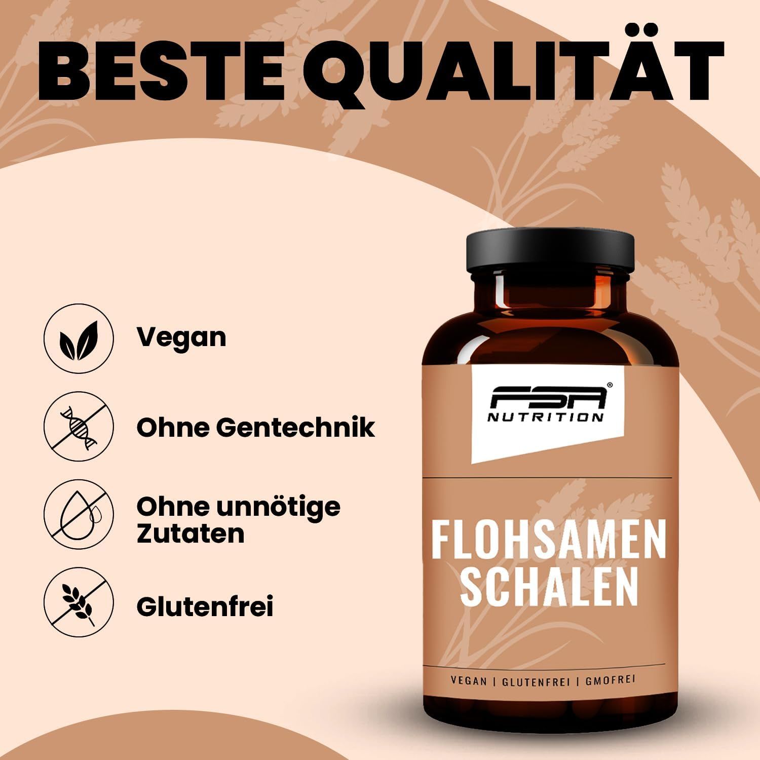 FSA NUTRITION Flohsamenschalen 180 Kapseln im Glas