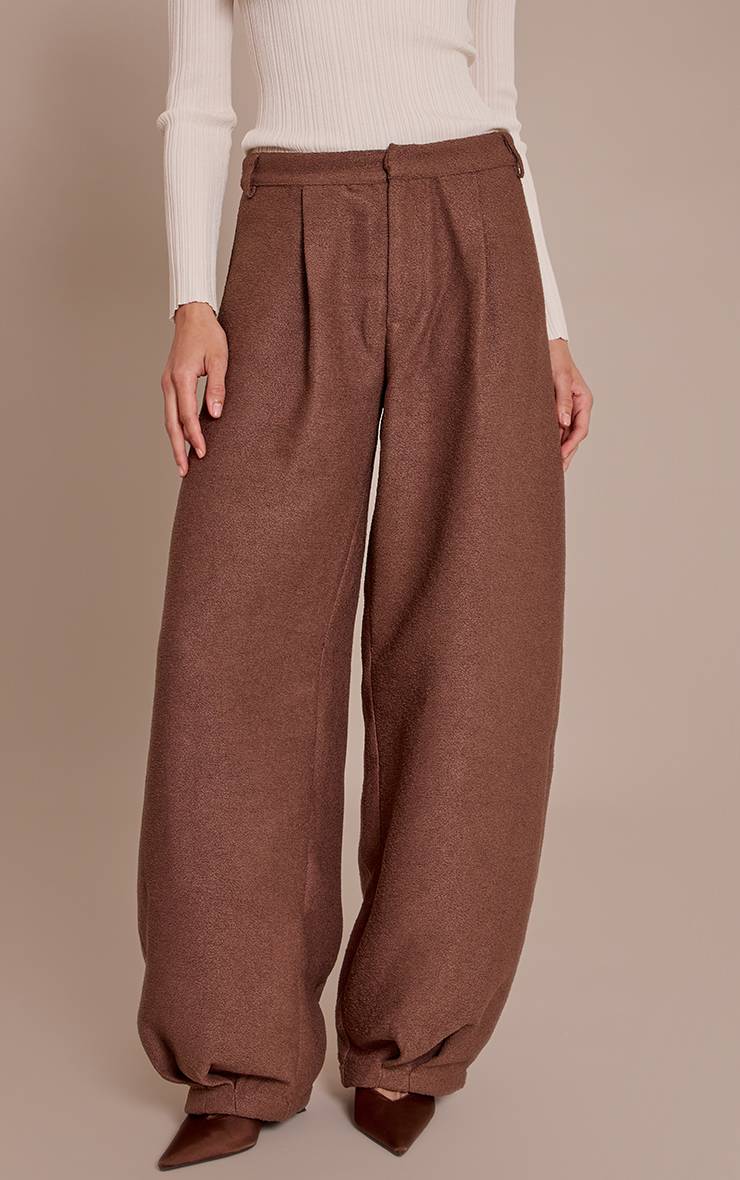 Chocolat Pantalon Ballon Texturé En Bouclé