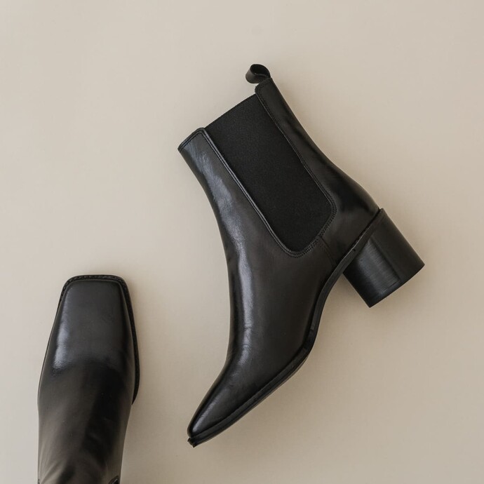 Bottines à talons  en cuir noir