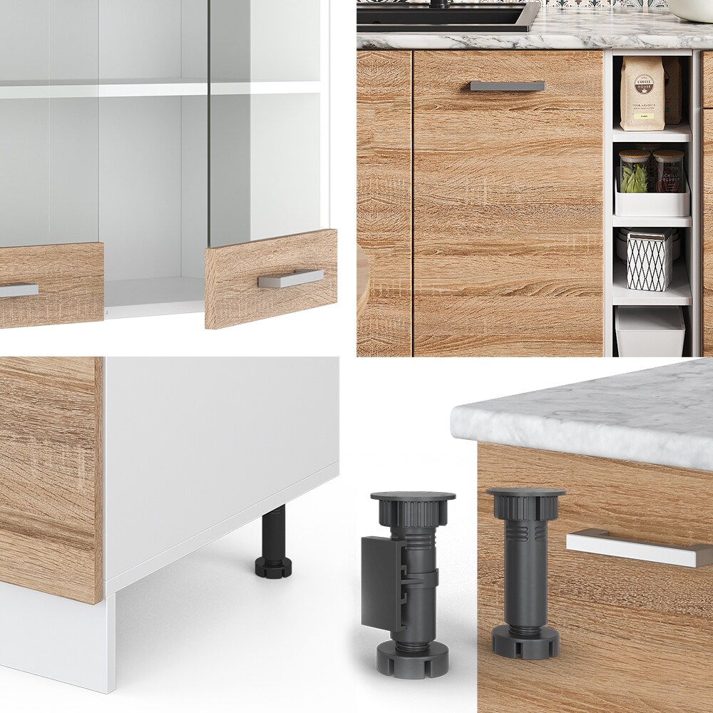 Vicco Küchenzeile Küchenblock Einbauküche R-Line Single Weiß Sonoma Arbeitsplatte