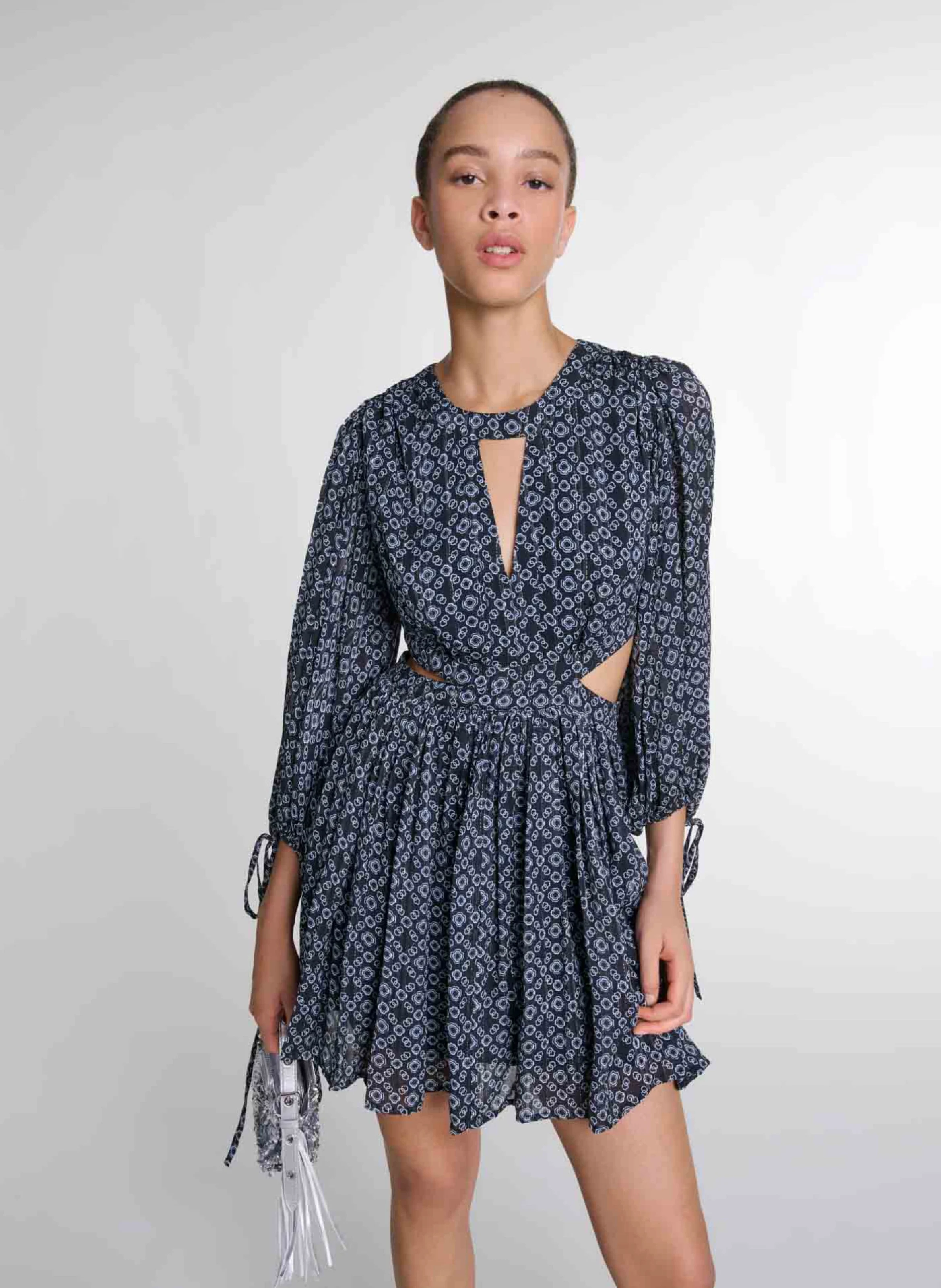 Robe courte imprimé monogramme | Noir