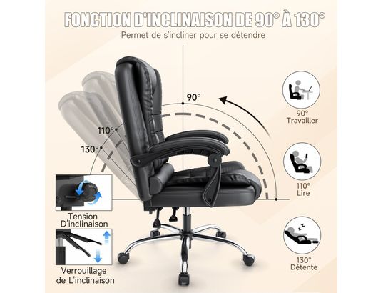 RATTANTREE - Fauteuil de bureau inclinable noir
