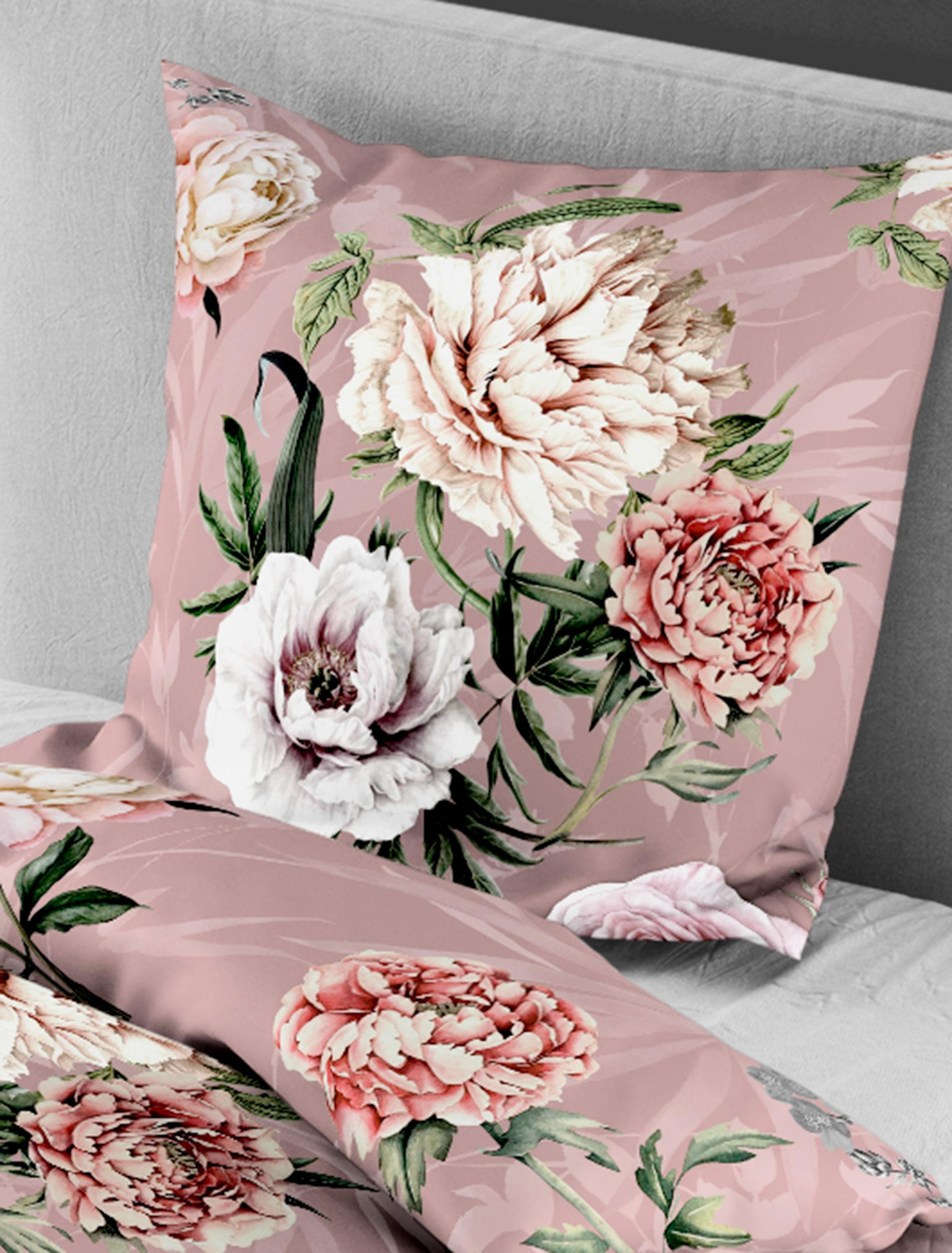 Bettwäsche Mako-Satin rosa 135x200cm, mit 1 Kissen