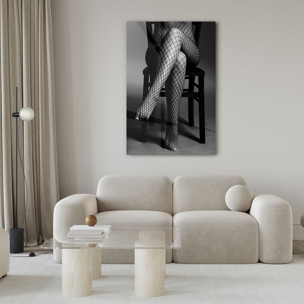 Walljar acrylglas schilderij - Woman On Chair Acrylglas schilderij - 80 x 120 cm