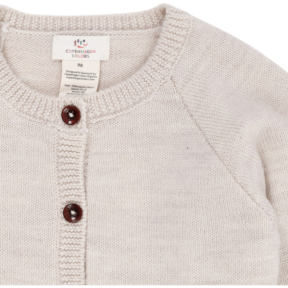 Pale Cream Melange Merino Strikket Cardigan
