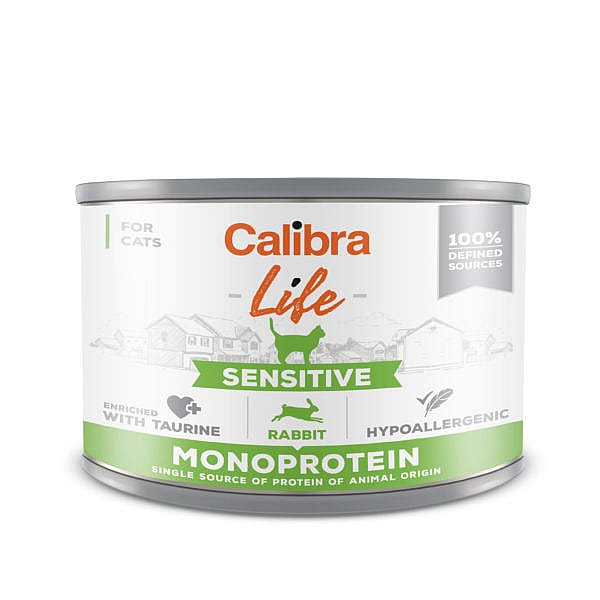 Calibra Kat Life Sensitive Blikjes | 6 x 200 gram blikjes - Konijn | 13098.1