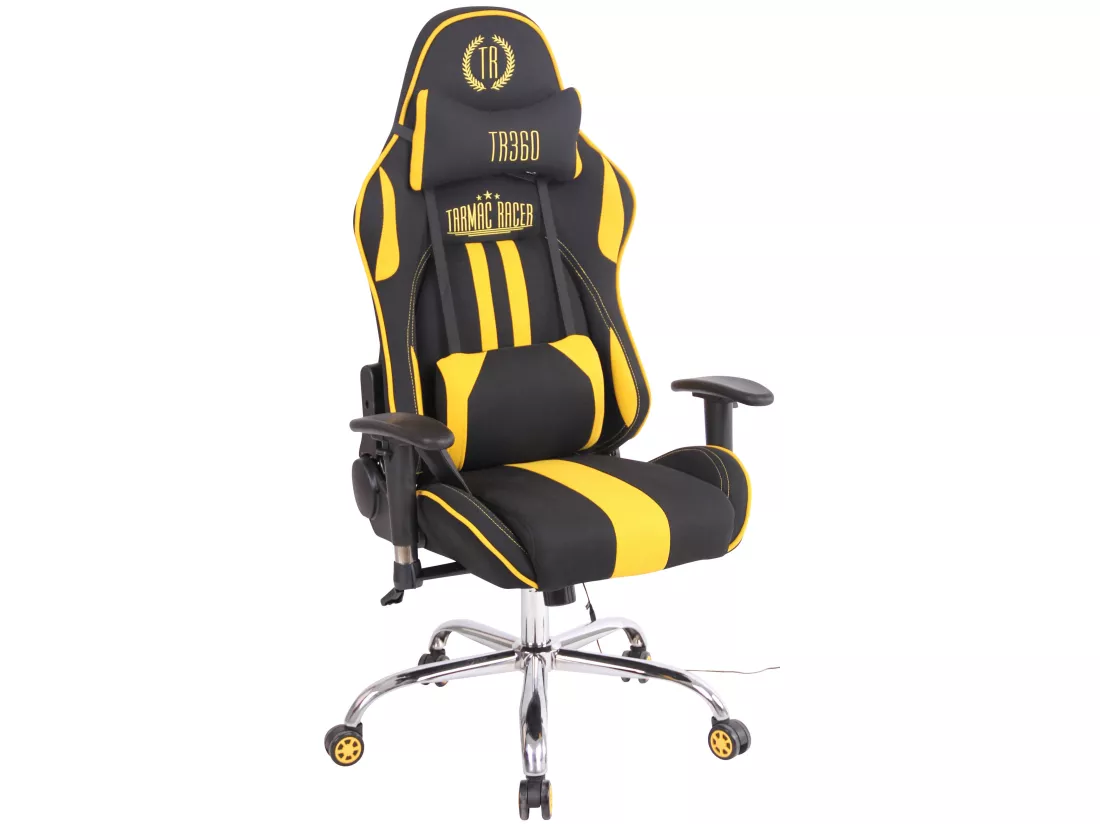 Chaise de bureau - Tissu & Métal chromé - Noir / Jaune - Limit XM