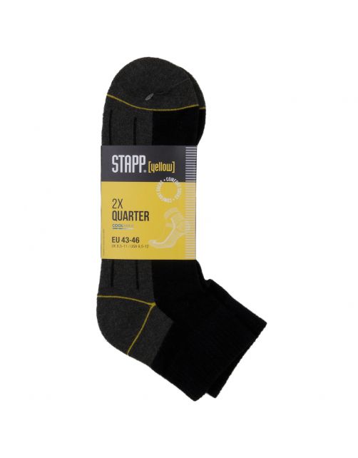 Stapp Yellow Herensok Yellow Quarter Coolmax Zwart - Sokken