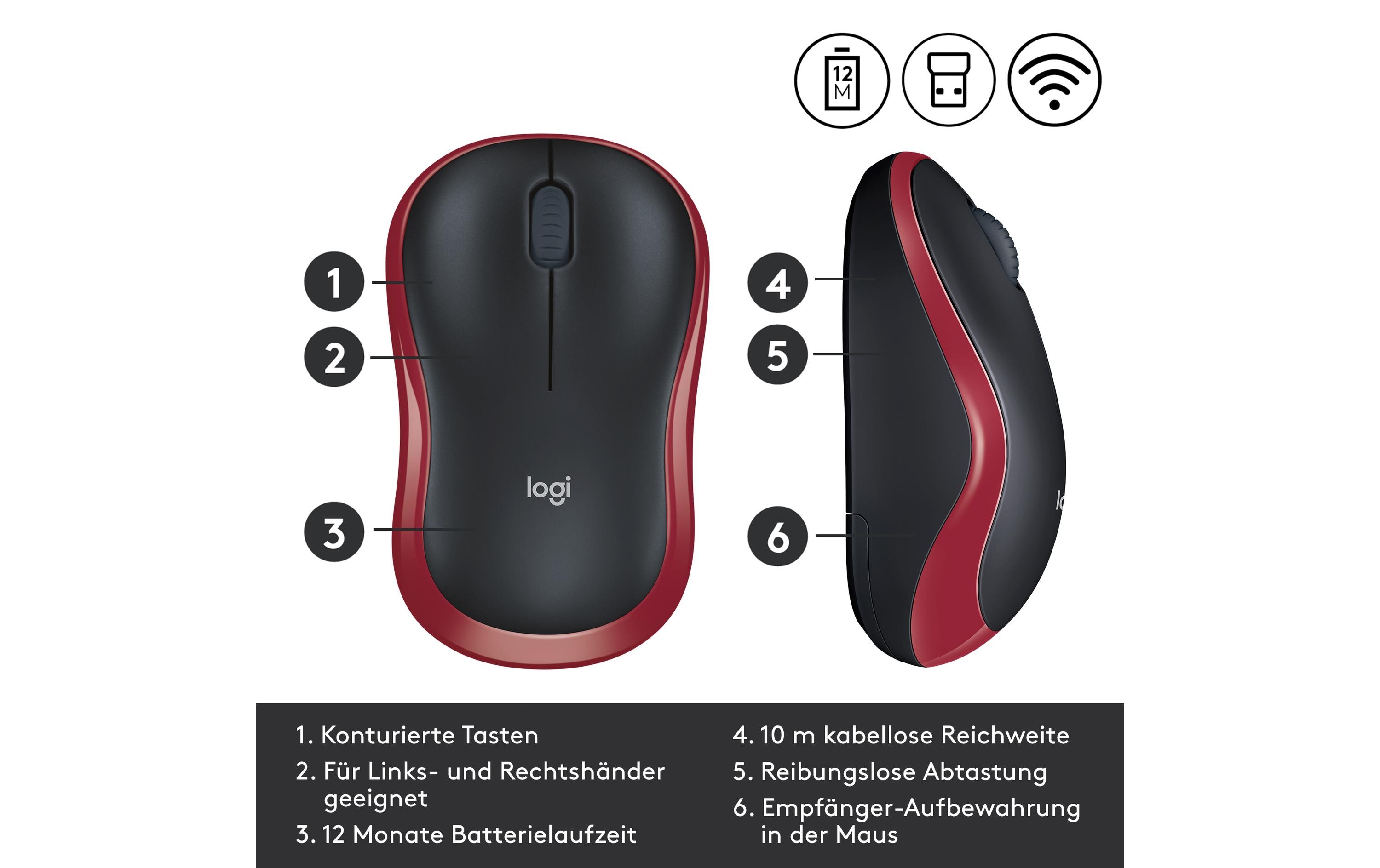 Maus M185 WirelessMaus, Kabellos