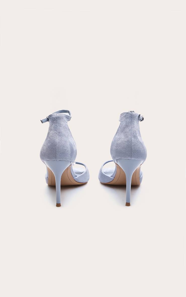 Bleu Layette Sandales À Talons Minimalistes À Bout Carré Imprimé Synthétique