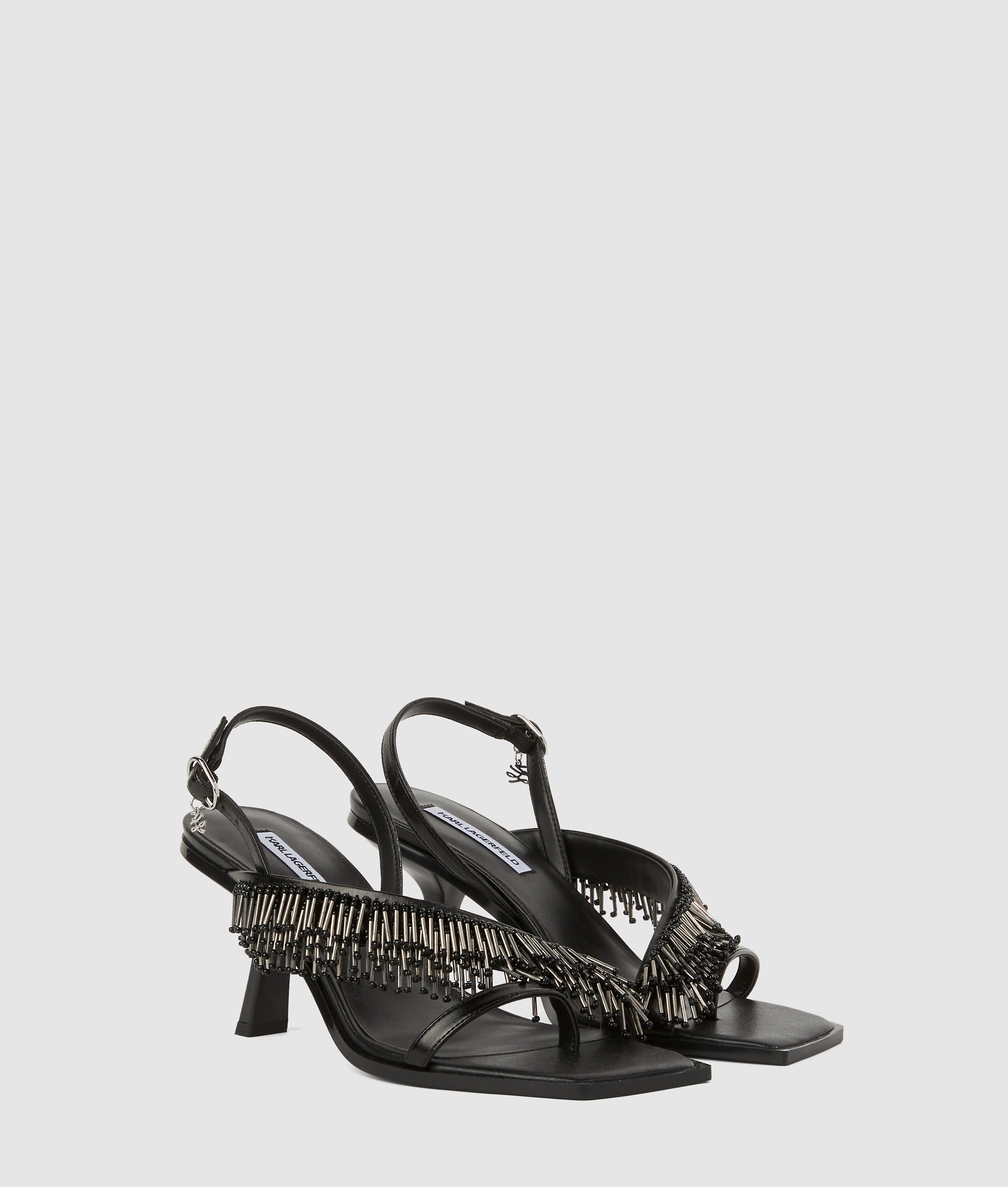 Karmel slingbacks met franje en hak