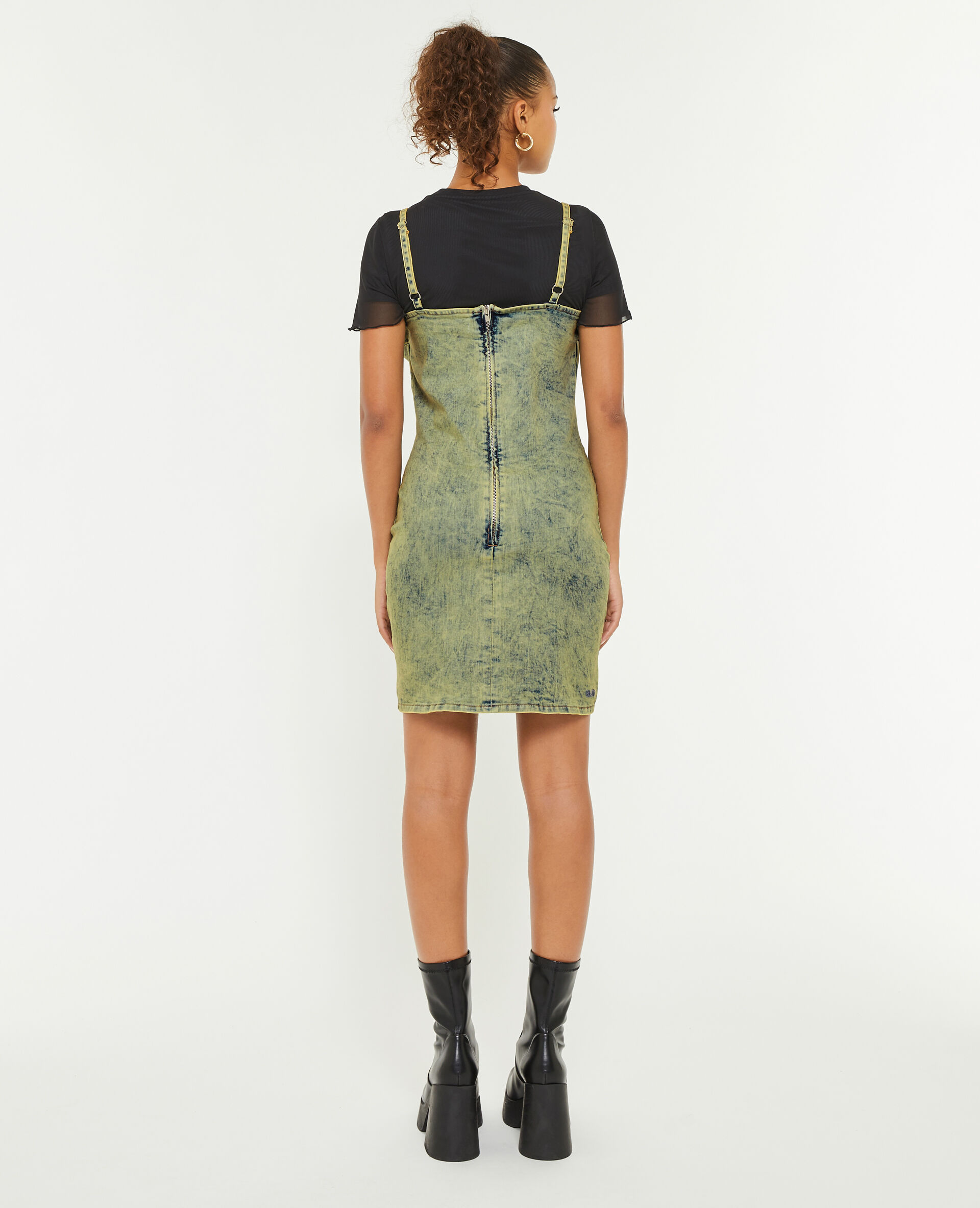 Robe courte en jean avec laçage - Bleu