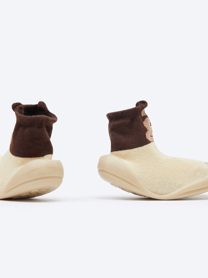 Pantufa infantil tipo meia - Bege