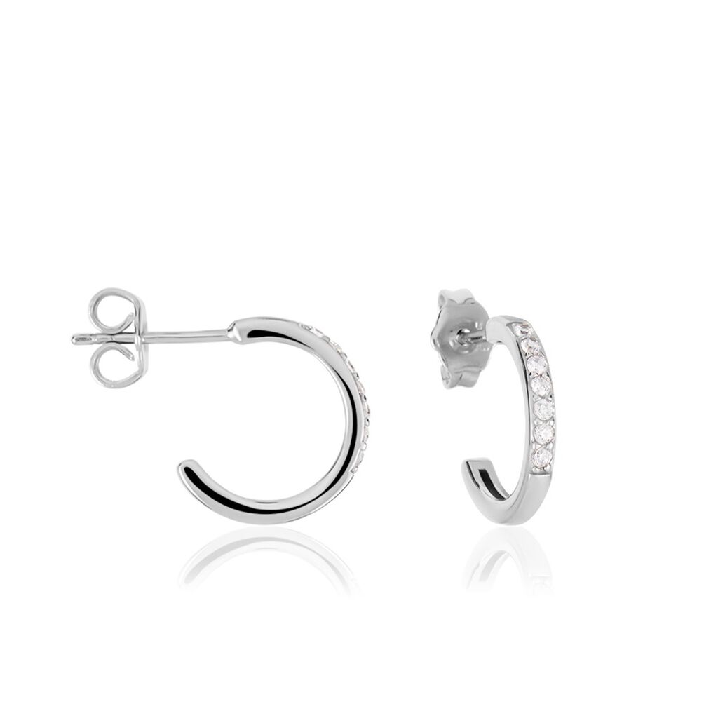 Créoles Argent Blanc Roshan Oxydes De Zirconium