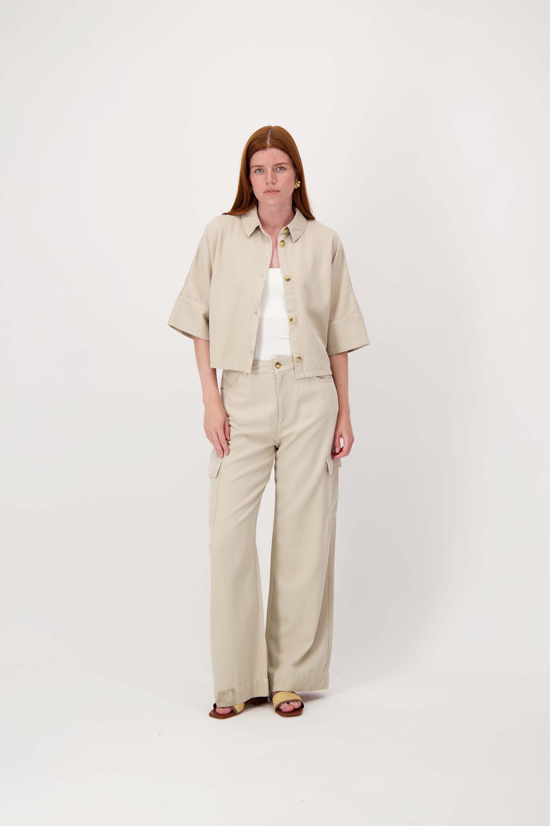 cropped boxy model blouse