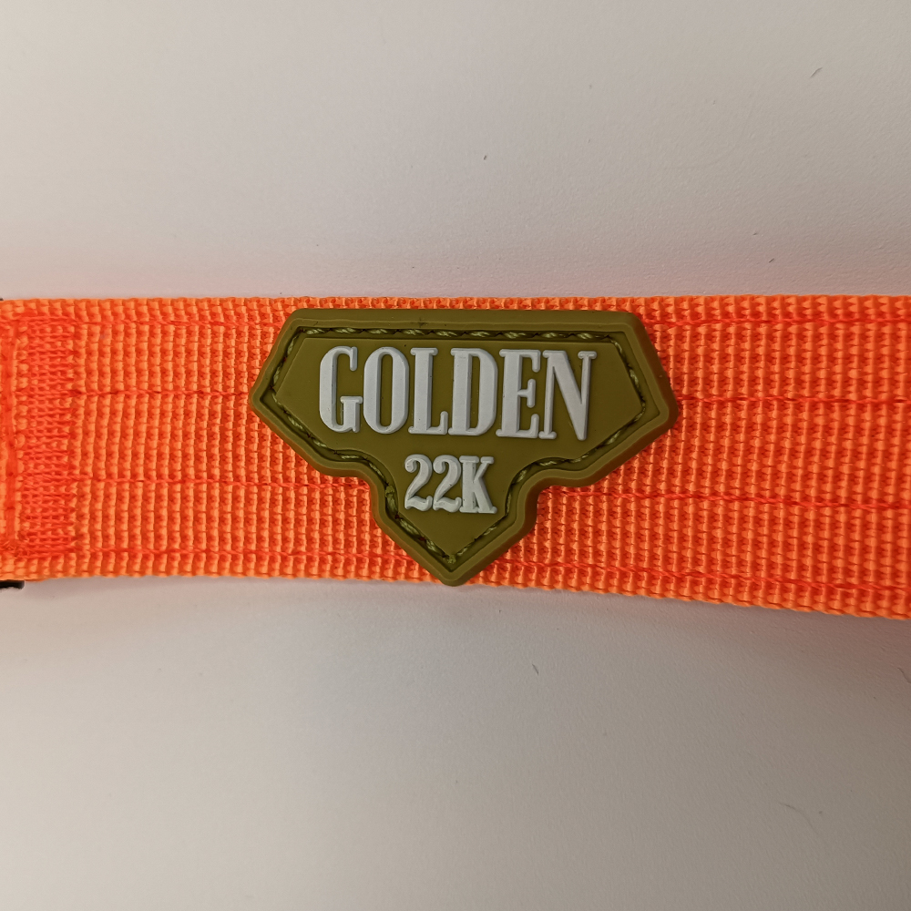 Guia tática profissional Golden 22k Pro-Leash para cães (152 cm), com alça acolchoada, alta resistência, alta visibilidade, laranja, antiemaranhamento e mosquetão de escalada tipo Kong Frog.