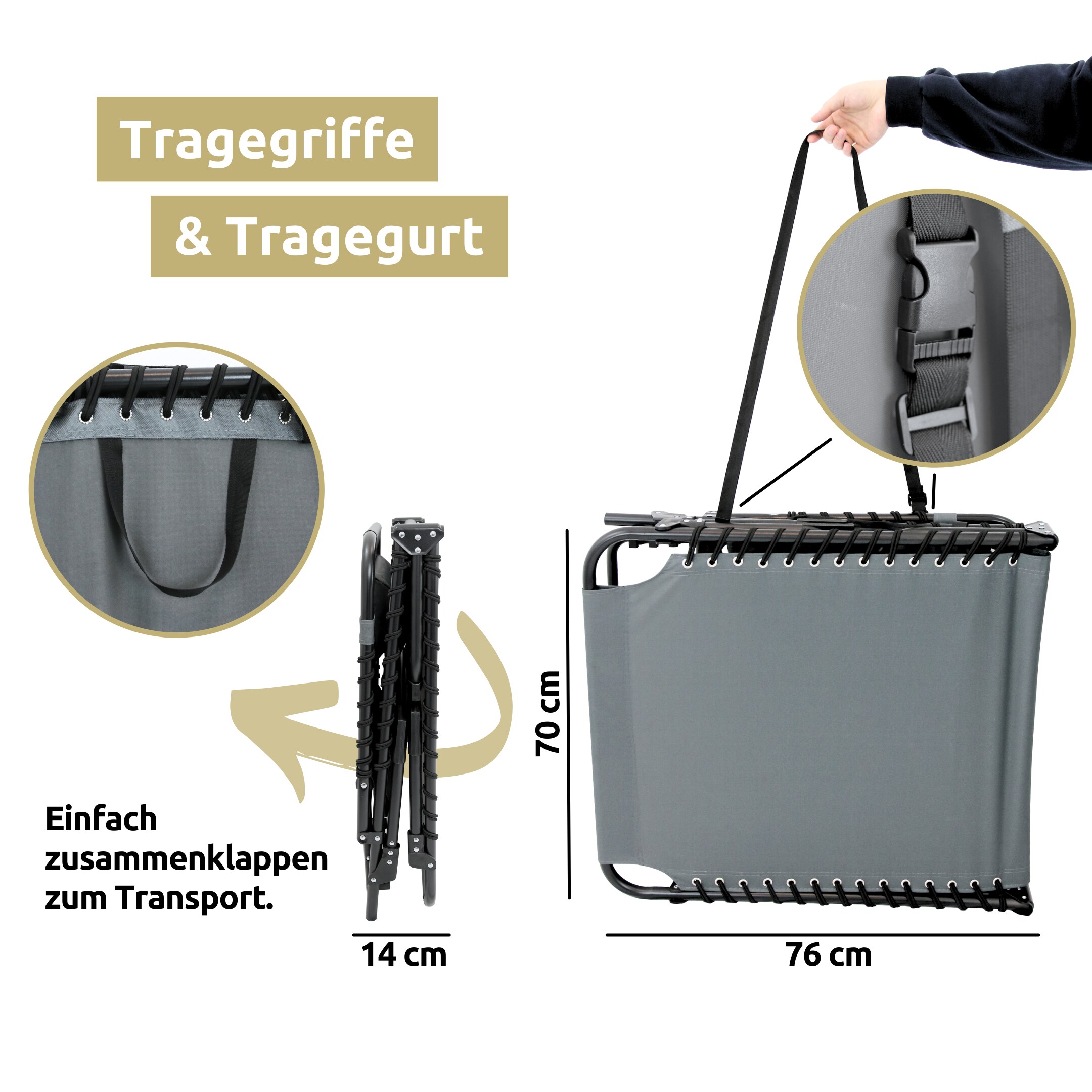 deluxe4home® Sonnenliege Gartenliege Camping klappbar 4-Stufig Verstellbarer Rückenlehne