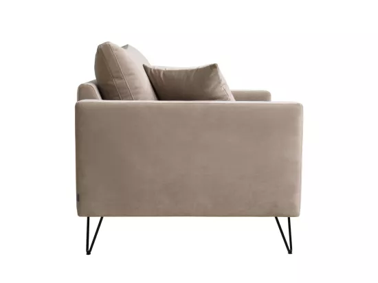 Villabon - Fauteuil XL en velours pieds épingles noirs : Couleur - Beige