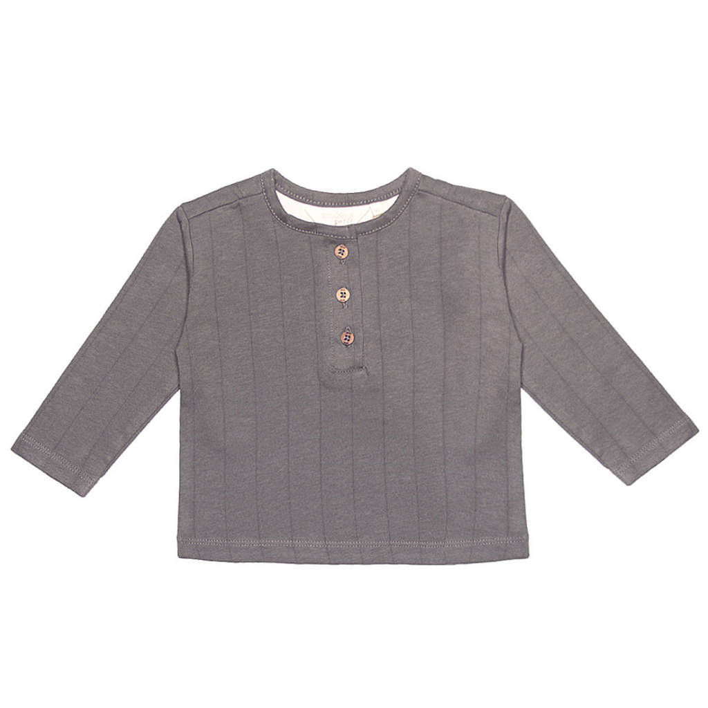 Moodstreet Petit baby gestreepte longsleeve Jules van katoen grijs