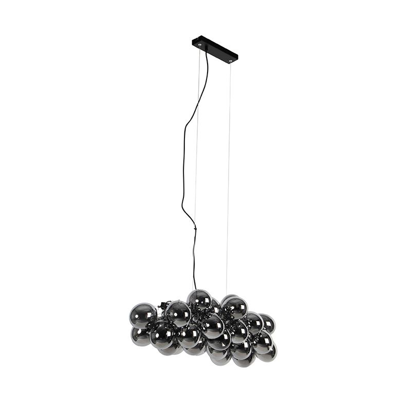 Smart hanglamp zwart met smoke glas 8-lichts incl. 8 Wifi G9 - Uvas