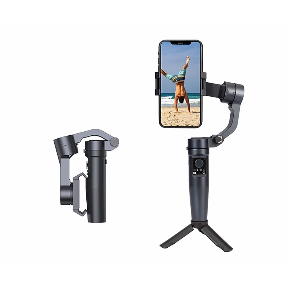 Gimbal 3-Achsen Stabilisator Stativ Halterung 285° Schwenkbar mit Tripod Stativ für Smartphone   App Steuerung / Gesichtsverfolgung - Schwarz