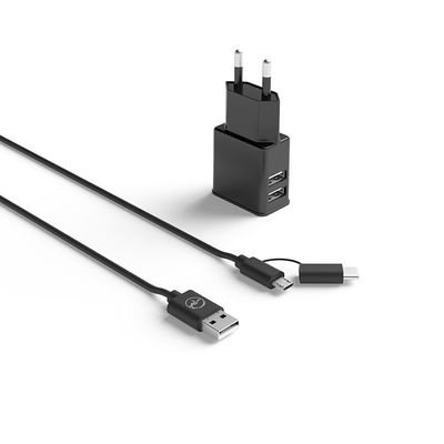 Mobility Lab - Adaptateur secteur - 2 connecteurs de sortie (USB) - sur le câble : Micro-USB - noir